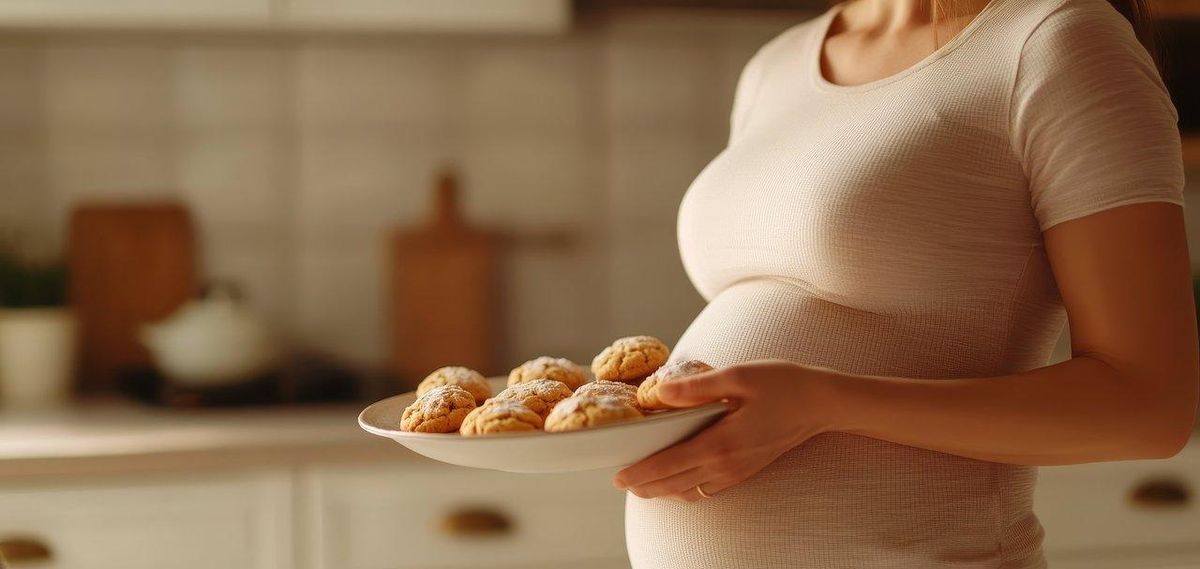 Une future maman savoure le moment. Prudence avec les sucreries durant la grossesse !